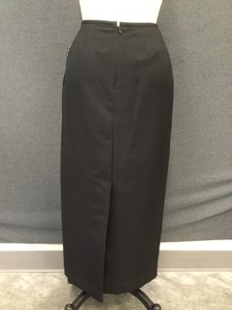 Womens, Suit, Skirt, LE SUIT, Black, Polyester, Solid, 8, Self Textured Fabric, Long Pencil Skirt, Double Darted, Back Zip, Back Slit