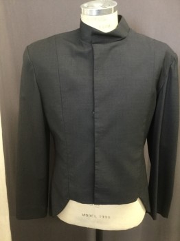 FRANK HELMER ORIGINA, Heather Gray, Wool, Solid, Cross Over Chest, Mandarin Collar, Hook and Eye/snap Closure, Tail Coat Style, Padded Shoulders