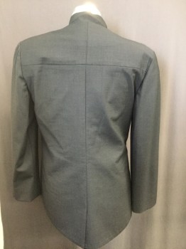FRANK HELMER ORIGINA, Heather Gray, Wool, Solid, Cross Over Chest, Mandarin Collar, Hook and Eye/snap Closure, Tail Coat Style, Padded Shoulders