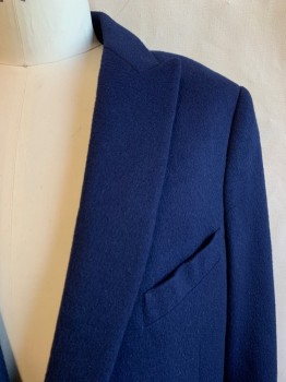 NL, Navy Blue, Wool, Polyester, Solid, Peaked Lapel, 3 Pockets, 2 Buttons, Back Vent, 4 Buttons Cuff