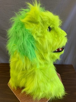 Unisex, Walkabout, MTO, Neon Green, Neon Yellow, Synthetic, Solid, Bear-Panther Head, Mouth Opens and Closes As the Wearer Talks, Faux Fur, Cat
