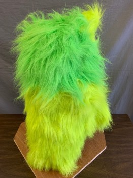 MTO, Neon Green, Neon Yellow, Synthetic, Solid, Bear-Panther Head, Mouth Opens and Closes As the Wearer Talks, Faux Fur, Cat