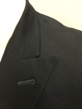 CORNEJO, Black, Wool, Solid, Single Breasted, Peaked Lapel, 2 Buttons, 3 Pockets, Black Lining, Made To Order, Sleeves Have Been Altered