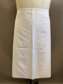 N/L, White, Poly/Cotton, Solid, Twill, Approximately Knee Length, No Pockets, Self Ties at Waist