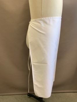 N/L, White, Poly/Cotton, Solid, Twill, Approximately Knee Length, No Pockets, Self Ties at Waist