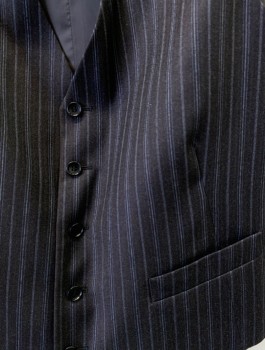 Mens, Suit, Vest, MATTARAZI, Brown, Wool, Stripes - Vertical , 42, 5 Button, 2 Pocket