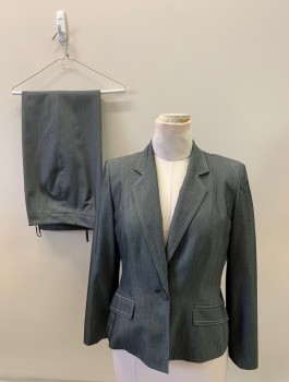 Womens, Suit, Jacket, LE SUIT , Charcoal Gray, Polyester, Viscose, Solid, 8, Single Breasted, Notched Lapel, 2 Pockets, Self Hand Picked Stitching