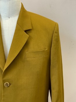Mens, Sportcoat/Blazer, PAUL SMITH, Dijon Yellow, Wool, Solid, 42R, L/S, 2 Buttons, Single Breasted, Notched Lapel, 3 Pockets,