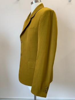 Mens, Sportcoat/Blazer, PAUL SMITH, Dijon Yellow, Wool, Solid, 42R, L/S, 2 Buttons, Single Breasted, Notched Lapel, 3 Pockets,