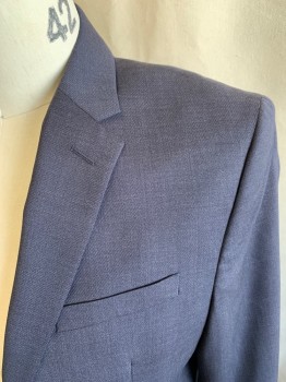 Mens, Sportcoat/Blazer, BANANA REPUBLIC, Navy Blue, Lt Gray, Wool, 2 Color Weave, 42R, Single Breasted, 2 Buttons, 3 Pockets, Notched Lapel, Single Vent