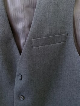 Mens, Suit, Vest, CARAVELLI, Gray, Polyester, Viscose, Solid, 36, 5 Button, 3 Pocket