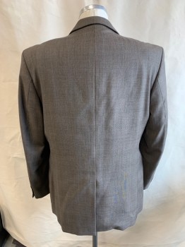 Mens, Sportcoat/Blazer, NAUTICA, Dk Brown, Tan Brown, Blue, Wool, Plaid, 42L, Single Breasted, 2 Buttons, 3 Pockets, Notched Lapel, Single Vent