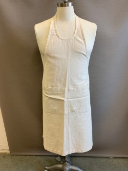 NL, Off White, Cotton, Solid, 1 Front Pocket, Tie Back