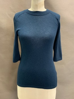 VINCE, Navy Blue, Wool, Polyester, CN, 3/4 Sleeves