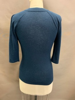 VINCE, Navy Blue, Wool, Polyester, CN, 3/4 Sleeves