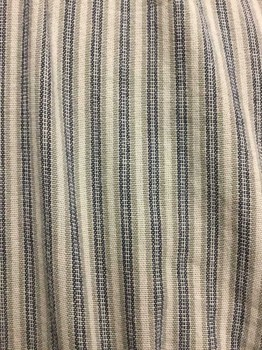 CLASSIC OLD WEST, Lt Gray, Gray, Navy Blue, Cotton, Stripes, Light Gray/gray/navy Stripes, Button Front, Collar Band, Long Sleeves, Old West