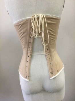 MTO, Beige, Cotton, Solid, Beige Cotton with Cream Lining, Boned Front with Lacing at Center Back