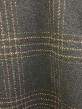 Mens, Slacks, CLUB MONACO, Navy Blue, Olive Green, Brown, Wool, Plaid, 34, 32, Flat Front, Button Tab, Belt Loops, 4 Pockets, Thick and Kind of Scratchy