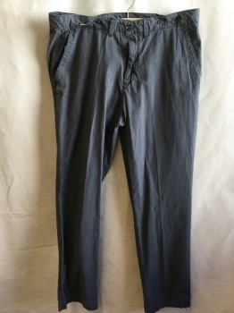 ENGLISH LAUNDRY, Lt Gray, Dk Gray, Cotton, Stripes - Pin, 1.5" Waistband with Belt Hoops, Flat Front, Zip Front, 4 Pockets