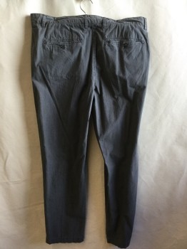 ENGLISH LAUNDRY, Lt Gray, Dk Gray, Cotton, Stripes - Pin, 1.5" Waistband with Belt Hoops, Flat Front, Zip Front, 4 Pockets