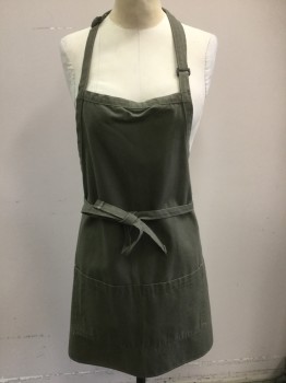 N/L, Olive Green, Poly/Cotton, 2 Pockets, Adjustable Neck Strap