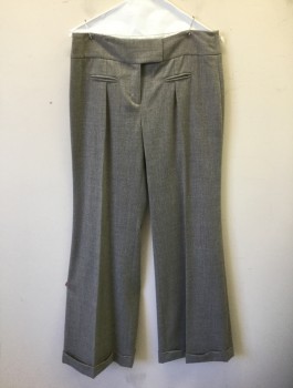 Womens, Slacks, DVF, Gray, Wool, Elastane, Solid, W:32, Sz.8, Mid Rise, Flared Wide Leg, 2" Wide Waistband with Tab Closure, Zip Fly, 2 Tiny Welt Pockets in Front with 1 Small Pleat Below Each,  2 Welt Pockets in Back, Cuffed Hems