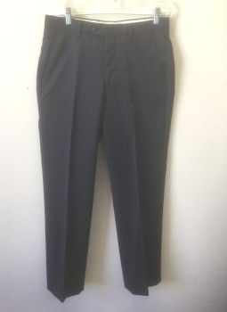 Mens, Suit, Pants, BROOKS BROTHERS, Navy Blue, White, Wool, Stripes - Pin, In:29+, W:30, Navy with White Dotted Pinstripes, Flat Front, Button Tab Waist, Zip Fly, 4 Pockets