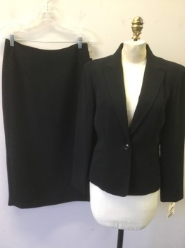 JONES WEAR, Black, Polyester, Solid, 1 Button, Notched Lapel, 2 Pockets,