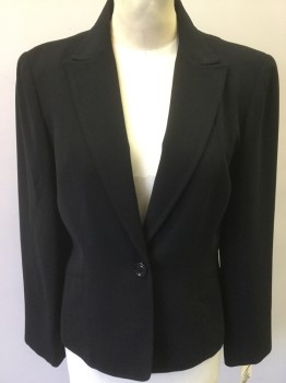 JONES WEAR, Black, Polyester, Solid, 1 Button, Notched Lapel, 2 Pockets,