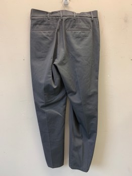 Mens, Casual Pants, HAGGAR, Dk Gray, Cotton, 32/32, Side Pockets, Zip Front, Flat Front