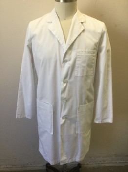 MR. BARCO, White, Poly/Cotton, Solid, 4 Buttons, Notched Lapel, 3 Patch Pockets, Self Belt Attached in Back **Barcode Behind Right Pocket