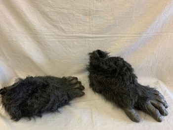 Unisex, Piece 4, MTO, Black, Synthetic, Silicone, Solid, M8-10, Gorilla Feet, Faux Fur with Silicone Toes, Foam Inside for Comfort