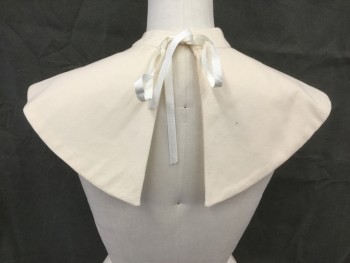 Unisex, Piece 1, MTO, Cream, Wool, Solid, O/S, Collar, Round Collar, Open Back with Ribbon Tie