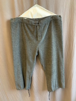Mens, Historical Fiction Pants, N/L, Gray, Black, Wool, Grid , W34-40, Mens 1700's Knickers. Drawstring Waist and Cuffs. Multiple