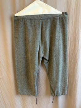 Mens, Historical Fiction Pants, N/L, Gray, Black, Wool, Grid , W34-40, Mens 1700's Knickers. Drawstring Waist and Cuffs. Multiple