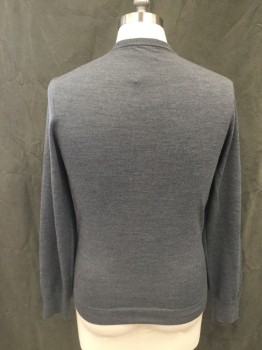 Mens, Pullover Sweater, J CREW, Heather Gray, Wool, S, V-neck, Long Sleeves, Ribbed Knit Neck/Waistband/Cuff