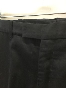 CORNEJO, Black, Wool, Solid, Flat Front, Tab Waist, Straight Leg, Zip Fly, Belt Loops, 4 Pockets, Made To Order