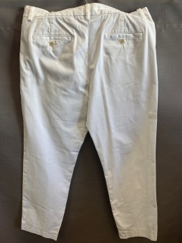 Mens, Casual Pants, BANANA REPUBLIC, White, Cotton, Solid, 34/32, Flat Front, Twill, Belt Loops, 4 Pockets,