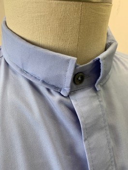 Unisex, Shirt, SUMMER COMFORT, French Blue, Poly/Cotton, Solid, N:17.5, Priest/Clergical, Short Sleeves, Button Front, Priest Collar with Room for Removable Band, 2 Patch Pockets