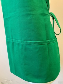 DAYSTAR, Green, Poly/Cotton, Solid, Twill, Short Length, 3 Pockets/Compartments at Hem, Adjustable Neck Strap, Self Ties at Waist