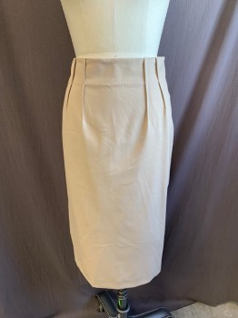 Womens, Skirt, Below Knee, JONES NY , Khaki Brown, Polyester, Viscose, 6, No Waistband, Exposed Double Hip Darts Front And Back, White Stitching Along Waist, Zip Back, Slit at Back