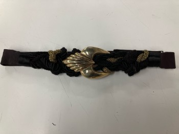 CAROLYN TANNER, Black, Gold, Rope Braid & Gold Buckle