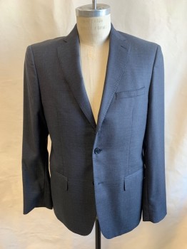 Mens, Sportcoat/Blazer, JOHN VARVATOS, Navy Blue, White, Wool, Check , 40R, Single Breasted, 2 Buttons, 3 Pockets, Notched Lapel, Double Vent