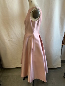 Womens, Cocktail Dress, ADRIANNA PAPELL, Blush Pink, Polyester, Solid, B34, 4, W28, Boat Neck, Deep Inverted Pleats, Built In Petticoat, Deep V Back, Zip Back, Invisible Zipper **Black Stains On Side