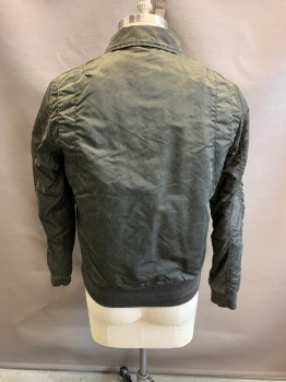Mens, Casual Jacket, SUPER DRY, Dk Gray, Poly/Cotton, Elastane, Mottled, L, C.A., Zip Front, L/S, 2 Pockets with Flaps 5