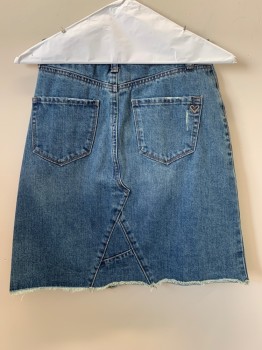 Womens, Skirt, Knee Length, JAK & RAE, Denim Blue, Cotton, Solid, W25, F.F, Top Pockets, Button Front, Belt Loops