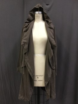 Womens, Casual Jacket, SILENCE & NOISE, Tobacco Brown, Silk, Rayon, Solid, XS, Off Side Zipper Close, Hooded with Drawstring, Drawstring at Waist, 2 Flap Pocket, Button Tab Cuffs, Snap Up Slit Center Back Hem,