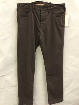 Mens, Casual Pants, HURLEY, Brown, Cotton, Solid, 32, 32, Jean Cut 5 + Pockets,