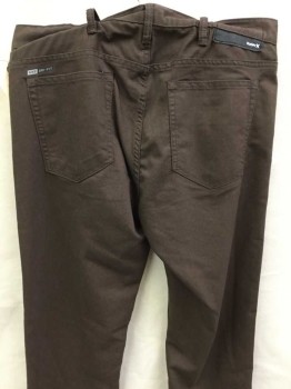 Mens, Casual Pants, HURLEY, Brown, Cotton, Solid, 32, 32, Jean Cut 5 + Pockets,