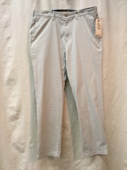 Mens, Casual Pants, NAUTICA, Lt Gray, Cotton, Solid, 40/34, Light Gray, Dbl Pleated, Cuffed
